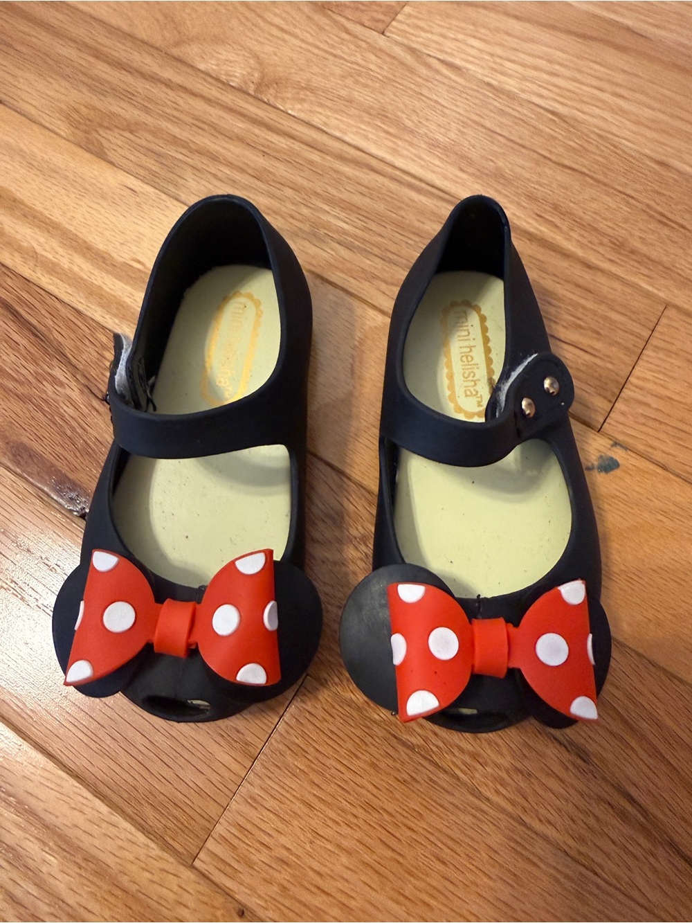 Minnie Mouse themed Mary Jane Shoes with Red & White Polka Dot Bows